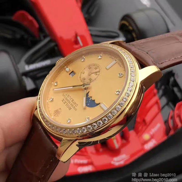 ROLEX勞力士 2019鼎力推薦 最新款勞力士 月相系列 九字位日月星辰功能 三度防水性能 透底 男士腕表  wssb4982